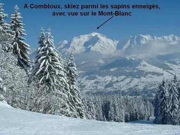 Piste de ski face au Mont-blanc